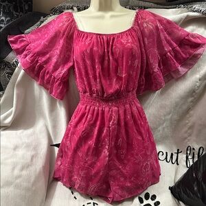 Peach Love California small Vibrant Pink romper New